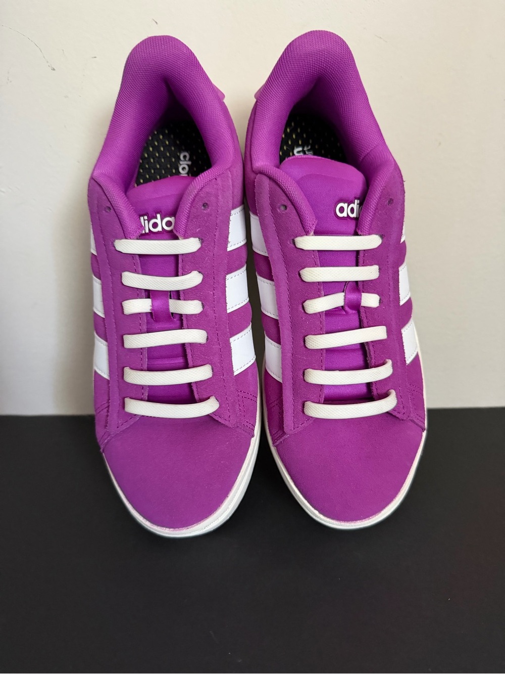 adidas Purple Suede Sneakers with White Stripes - Picture 8 of 8